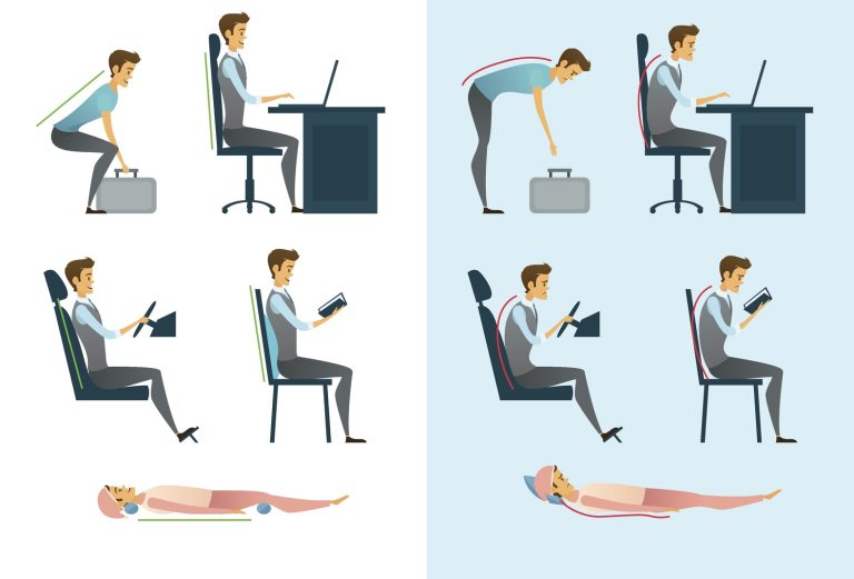 Correct And Incorrect Posture Flat Icons